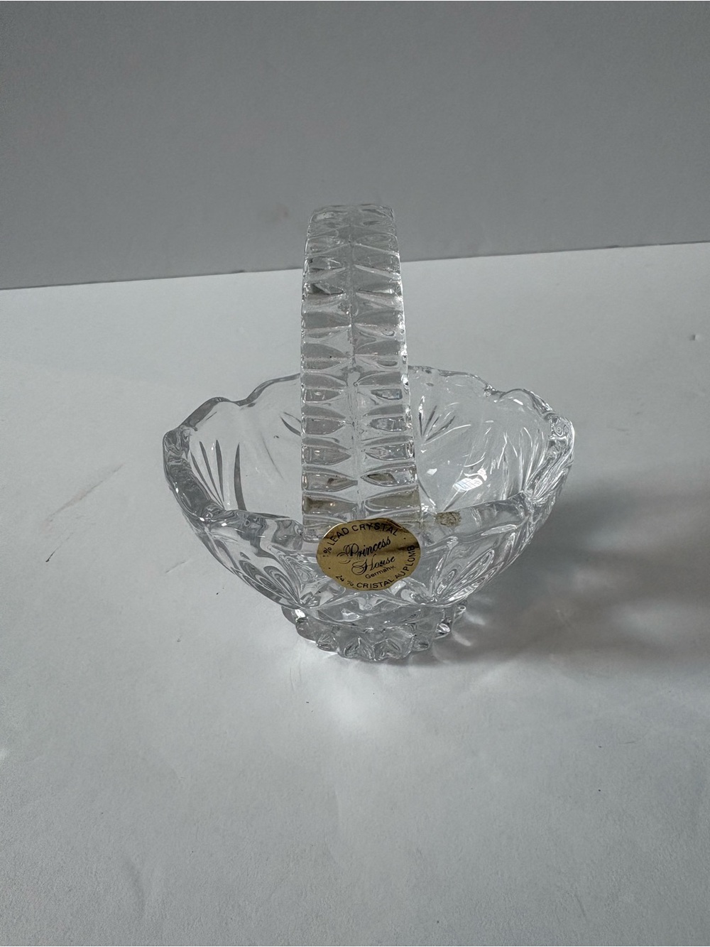 Princess House Cut Glass Basket with Handle